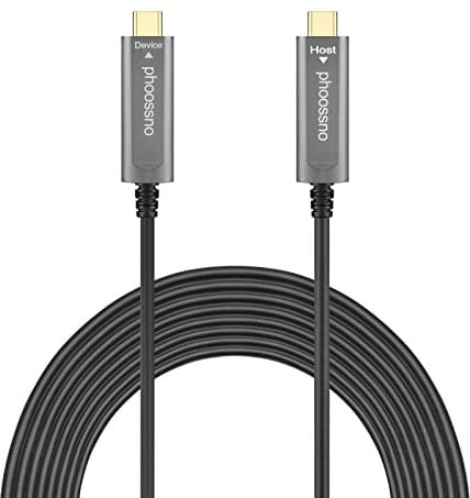 USB C to C Fiber Optical Cable USB 3.1 Type C Cable 10Gbps 50FT phoossno Compatible with Microsoft Azure Logitech Camera Aver &Vaddio & Barco ClickShare Touch Screen Kinect Intel RealSense