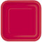Trimming Shop Lot de 14 Assiettes à Dessert carrées Robustes de 22,9 cm, Rouge Rubis, Assiettes jetables de 23 cm, Vaisselle en Papier sur Le thème de la Couleur pour barbecues,