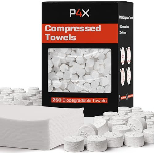 Lot de 250 tablettes de papier toilette compressées, 100 % bambou, idéales pour la randonnée, les voyages et la randonnée – Gants de toilette jetables, lingettes pour le corps, serviettes en papier