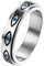 JewelryWe Schmuck Fidget Angst Ring Damen Herren 5mm Augen von Gott Edelstahl Drehbarer Anti Stress Band Bandring mit Gravur, Silber Größe 59