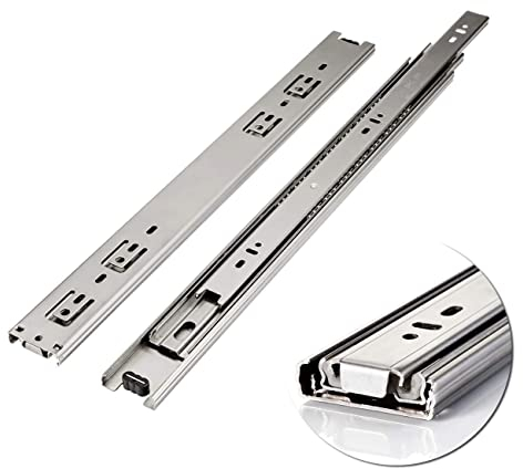 Hardware Schubladenführungen mit Soft-Close Push to Open Schubladenführung Schubladenführungen Kugellagerführungen 600 mm 3-fache Vollauszug-Seitenmontage-Schubladenführungen, silbrig, 600 mm (24 Zo