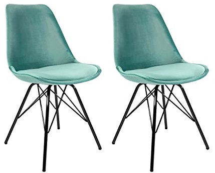 Kick Collection 2er Set Esszimmerstühl Velvet - Samt - Minzgrün - Modern und Hochwertig - Samtstoff und Metall - Erhältlich in vielen Farben