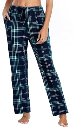 Lovasy Bas de Pyjama Femme Long Pantalon Pyjama à Carreaux | Doux et Chaud Pantalon de Nuit avec Poches
