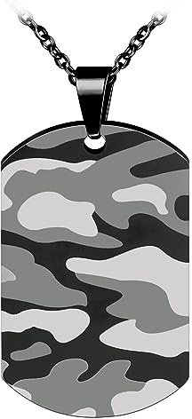 Feilok Herren-Halskette Edelstahl Herren Halskette mit Anhänger Militär Armee Dog Tag Anhänger Geschoss für Männer
