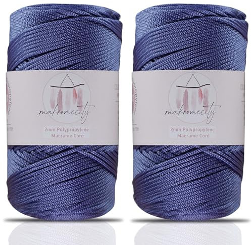 Makromecity 2 fili di filato macramè, 2 mm x 230 m, di alta qualità, in poliestere, macramè, in polipropilene, per decorazioni per la casa, piattino, borsa a tracolla, runner per ciuccio, 20 colori