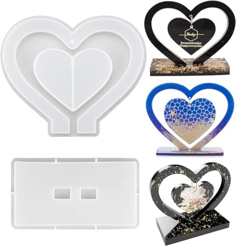 UOPMQGB Moule en Résine Époxy en Forme de Coeur, Décoration de Cadre Photo, DIY Crafts Handmade Gifts