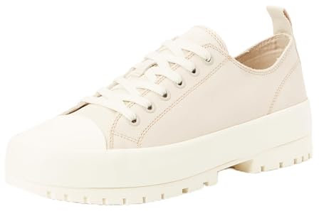 Calvin Klein Damen Hybrid Sneaker Laceup Suede Low Top, Elfenbein (Eggshell/Creamy White), 38