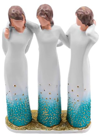 NUZAMAS Kunstharz-Skulptur, Statue „3 Sister by My Side“, Skulpturenfiguren, abstrakte Charaktere, Dekoration für Zuhause, Büro, Hotel, Schreibtisch, Bücherregal