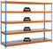 PROREGAL Schwerlastregal Big Metal YETI Five | HxBxT 200x180x45cm | Fachlast 400kg | Blau-Orange | Regal Standregal Werkstattregal Lagerregal Kellerregal