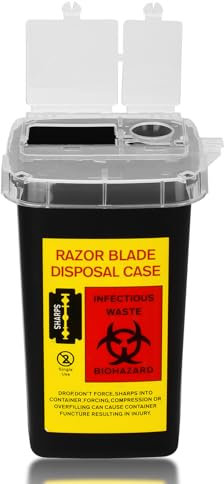 Tattoo Needles Box ATOMUS 1L Tattoo Plastic Sharp Container Tattoo Medical Disposal Biohazard Needle Waste Box Safe Lock Container Tattoo Supplies (black)