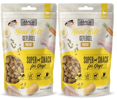 Mac's Dog Meat Bits 120g | leckerer Hundesnack, ohne Getreide | 2X 120g Geflügel | Leckerli für Hunde
