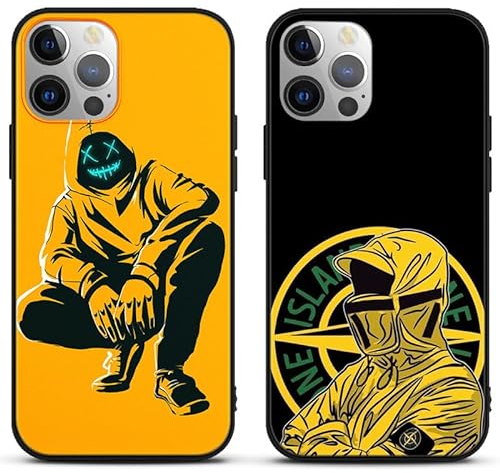 Yomyejisoo 2 Stück Handyhülle für iPhone 14 Plus 6.7 Stone Island Cool Classic ästhetisches Muster Design Jungs mit Motiv, Weich TPU Stoßfest Kratzfeste Silikon Matt Case Cover,cool1