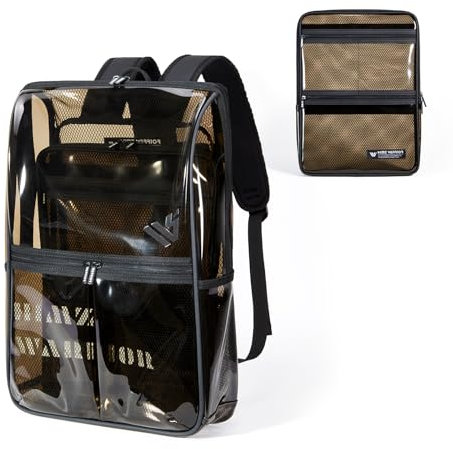 HIMZ WARRIOR Strapazierfähiger transparenter Rucksack für Herren, transparentes Netzgewebe, mit Laptoptasche, durchsichtig, College-Rucksack, Stadiongenehmigung, Schwarz, 15 inch, Freizeit