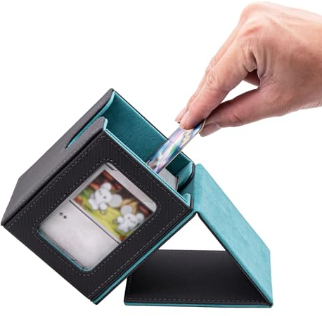 Tolesum Caja de Cartas Vertical para MTG, con Ventana De Visualización, Card Deck Box para 100 Cartas, Caja de Baraja Magnética para Commander/TGC/Tarjetas Comerciales - Azul Claro