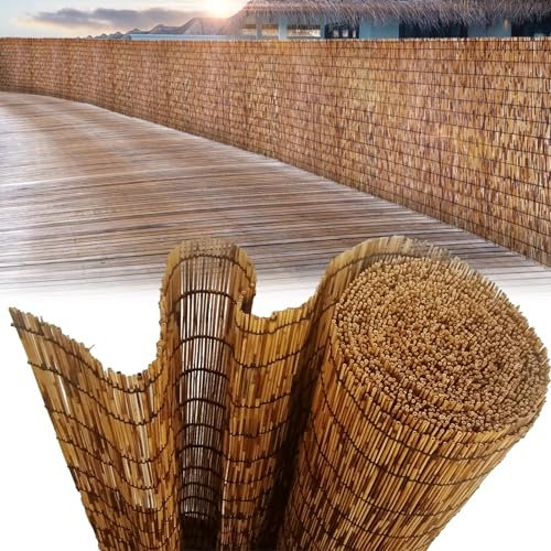 Clôture en Roseau Naturel Canisse Bambou 1m X 3m 1m20 X 5m 1m50 X 10m Clôtures Décoratives Imperméable Durable Différentes Tailles Rouleau De Roseau pour Balcon Brise-Vent Exterieur Terrasse (Color :