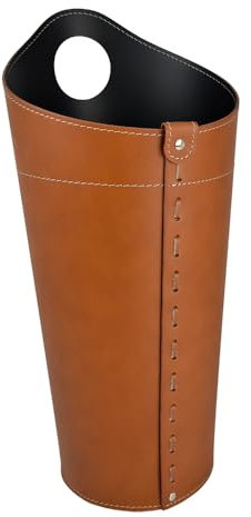 LIMAC Design PLUVIA Regenschirmständer aus Leder, Schirmständer modernes Design für den Innenbereich, Regenschirmkorb mit Wasserauffangschale herausnehmbar, Hergestellt in Italien. (Braun)