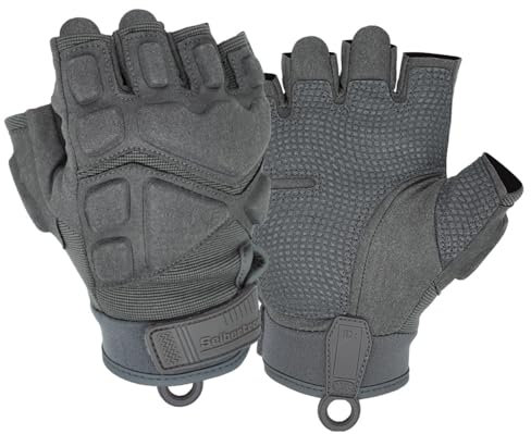 Seibertron Patented S.O.L.A.G 2.0 Handschuhe Taktische Sport wasserdichte Handschuhe mit Touchscreen, Stoßschutz und Halbfinger für Airsoft, Jagd, Wandern, Radfahren, Motorradfahren Klettern Grey L