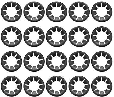 sourcing map M20 50Pcs Bearing Clamp Washer, 65Mn Internal Tooth Washers Tooth locking Ring Washers Quick Speed Nut ing Fastener, Black