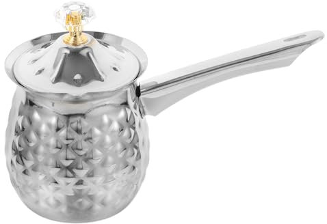 Luxshiny Cafetera Turca Con Tapa Cafetera Árabe Martillado Cezve Cafetera Para Estufa De Acero Inoxidable Para Cocina Casera 400Ml