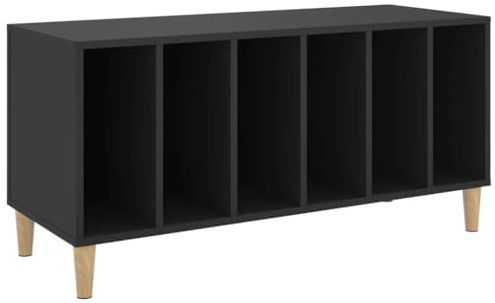 SDWEHO7 LP Regal mit 6 offene Schrank und viel Stauraum, Plattenschrank, Mediaregal, Schallplatten Aufbewahrungsschrank, Schwarz 100x38x48 cm