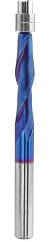 Gasea 1/4 Shank Solid Carbide Bearing Guided Spiral Up Cut Flush Trim Router Bits, 2 Flutes Nano Blue Coated Woodworking Milling Cutters End Mill