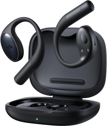 1MORE S51 Open Ear Headphones, Ultra-Lightweight Design, Secure Fit, Open Ear Earbuds Wireless Bluetooth, 40H Playtime, Bass More+ Technology, IPX5 Waterproof, Clear Calls, Game Mode - Black