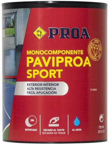 Pintura monocomponente para suelos y garajes al agua. Amarillo RAL 1023. 750 ML. Exterior-interior. PAVIPROA SPORT.