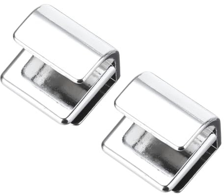 sourcing map 2pcs Glass Door Pull Handles, Zinc Alloy Door Clips Pull Handles with Screw Shower Glass Door Knob Handles for 3-5mm Glass Display Cabinet Furniture Cabinet Drawer Silver Tone