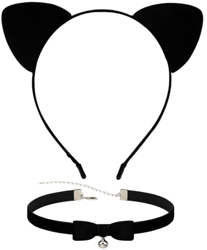 TIutmivo Katzenohren Stirnband, Katze Haarbänder Haarschmuck, Cat Ears Stirnban, Katze Ohren Stirnband, für Frauen Mädchen Cosplay Kostümfest Schwarz