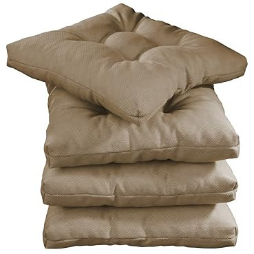 sleepling Stuhlkissen 4er Set Sitzkissen aus Möbelstoff, 40 x 40 x 6 cm, waschbar, Mocca