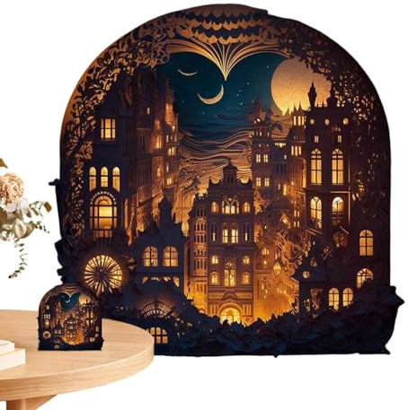 Opilroyn Puzzle in legno per adulti Lampada puzzle luce notturna, Ricarica USB per luce notturna, Puzzle 3D per adulti, decorazioni illuminanti 2 in 1 per la famiglia, gli amici