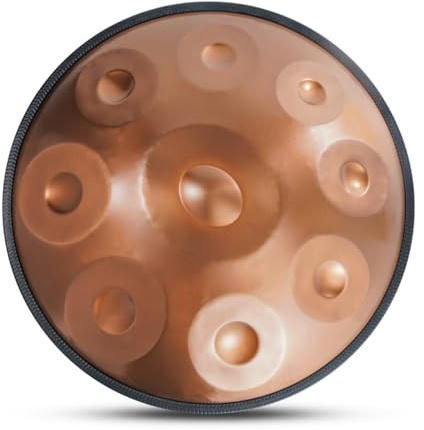 Ethereal Drum,Music Drum,Mini Steel Tongue Drum,Kids Steel Drum Instrument for Adults,in D Minor Brass Surface with Soft Hand Pan Bag,for Home (Gold 432Hz 9 notes)