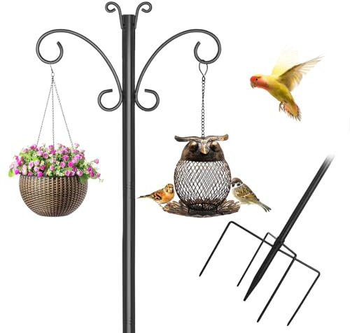 Bird Feeders Hanging Station,193cm Shepherds Crook Garden Hooks, Bird Feeder Poles and Hangers Heavy Duty Metal Free Standing Bird Feeding Station for Small Birds Decorations,1 Pack