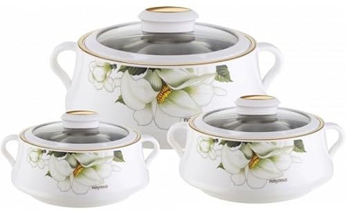 Housetronics Insulated Casserole Dishes | Serving Dishes With Glass Lid | Stainless Steel Inner | Keep Food Warm | Thermal Food Container | Hot Pot | Set of 3 (1.0, 1.5 & 2.0 Litres)