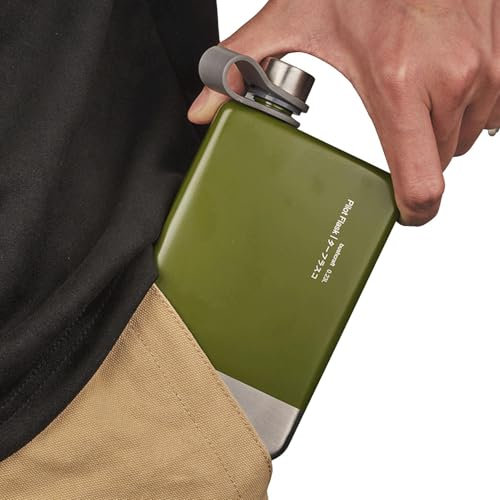 Flat Water Bottles for Travel, Leakproof Compact Water Bottle Stainless Steel, Washable Liquor Containers for Camping Outdoor Outing Hiking Backpacking