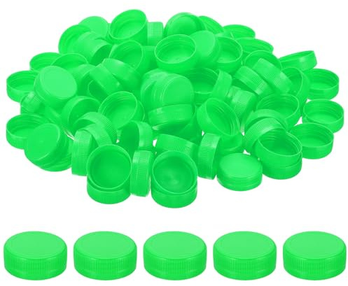 PATIKIL 38mm/1.5 Inner Plastic Bottle Cap, 200Pcs Replacement Screw Bottle Cap Storage Jug Lids for Craft DIY Juice Water Milk, Green