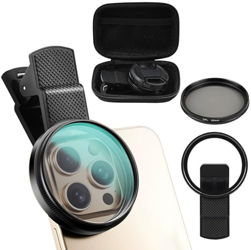MSIHEY Filtre polarisant pour Smartphone, Adaptateur CPL à Clipser, revêtement Multicouche Double Face HD, Filtre polarisant en Verre Optique pour iPhone et Samsung