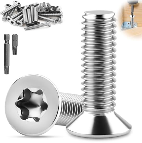 XRXYMQ 25 Pezzi Vite M6 x16 mm Viti Acciaio Inox 304 Viti Inox Torx a Testa Svasata Esagono Incassato Filettatura Completa per Assemblaggio Domestico Falegnameria e il Fissaggio di Ferramenta