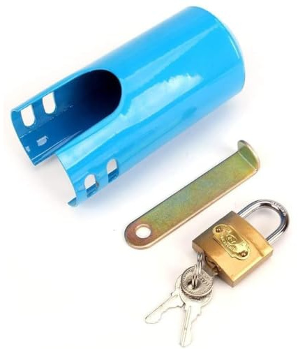 NuoDunco Water Faucet Lock Outdoor/Kitchen/Garden Hose Tap Metal Faucetlock System, Child- Proof Anti-Theft Metal Faucet Protection Cover, Water Conservation (Blue)