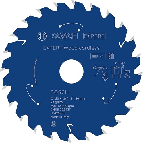 Bosch 1x Expert Wood Cordless Circular Saw Blade for Handheld Circular Saw | for Softwood, Hardwood, Ø 120 mm, Professional Accessory Hand-Held Cordless Circular Saws