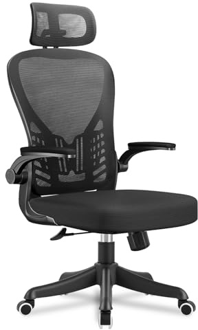 Ergonomischer Bürostuhl mit verstellbaren Kopfstützen und Armlehnen, Lendenwirbelstütze, atmungsaktive Rückenlehne, höhenverstellbar und Rollen, Gamer-Sessel für Schreibtisch, Schlafzimmer oder