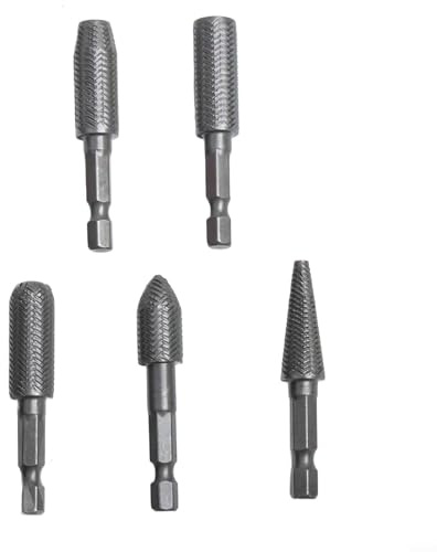 Lima giratoria de acero con vástago hexagonal para herramientas eléctricas, rebaba de molienda de 6,35 mm para fresar, limar y moldear metal, compatible con máquinas de taladro, paquete de 5