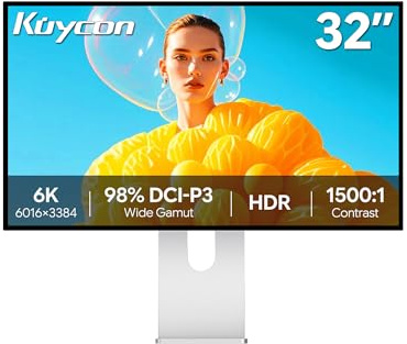 Kuycon G32X 32 inch Computer Monitor UHD 6K(6016×3384 IPS 60Hz 8ms 99% sRGB HDR Low Blue Light For Office Home (Minimalist - with Stand)