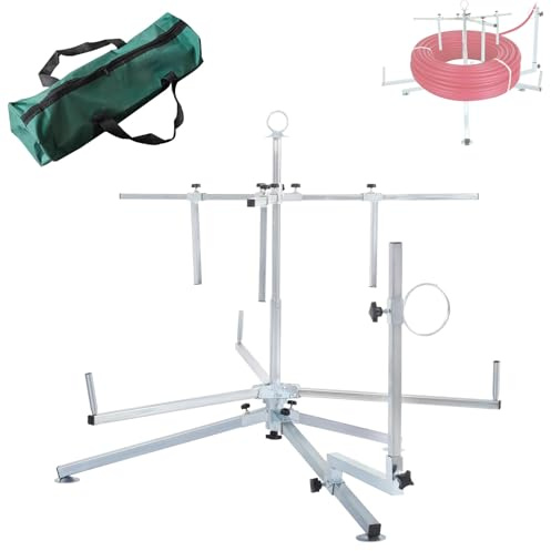 Svolgitore per tubi resistente con diametro regolabile e piedini a disco, avvolgitore portatile per tubi di riscaldamento a pavimento, per tubi, bobine, cavi, cavi, capacità 199,6 kg