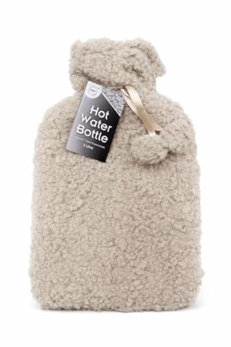 DID 2 Litre Hot Water Bottle with Soft Teddy Plush Cover, Natural Rubber Heat Therapy for Back Shoulders and Legs, Leak Resistant Stopper, Assorted Colours (Random Colour Sent Based on Availability)