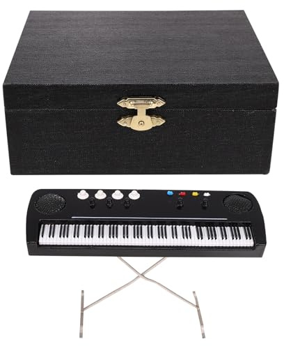Parliky Mini Tastiera Elettronica 14 Cm Custodia Nera, Decorazione Realistica per Casa delle Bambole, Ornamento per Strumenti Musicali, Accessorio Scenico per Ambientazioni Stile Casuale