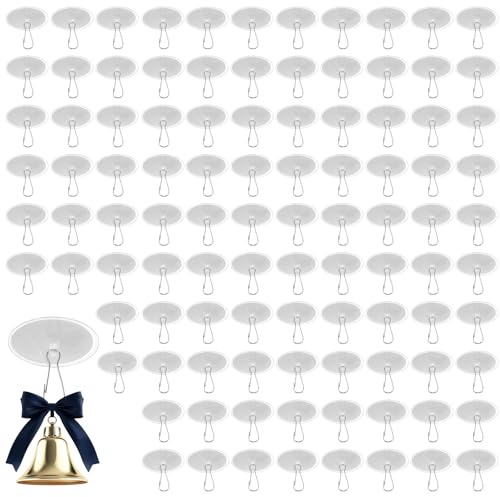 Zhujiehigh 100 Stück Transparente Selbstklebende Deckenhaken mit Clips | Ideal für Lichterketten, Dekoration, Bad und Schlafzimmer. Inklusive Fahnenmast-Clips, ohne Bohren, starke Klebekraft.
