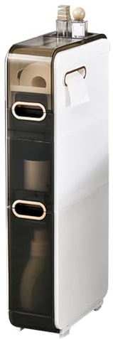 Slim Bathroom Cabinet,Floor Cabinet,Freestanding Cabinet Organizer,Freestanding Plastic Storage Unit,Narrow Tall Slim Storage Tower, Toilet Paper Storage Cabinet for Small Spaces Gaps (4-Tier)