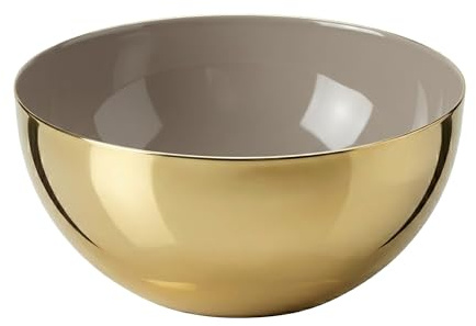 EDZARD Schale Liora (Ø 12,5 cm), Messing goldfarben, innen perlbeige | hochglanzpoliert, kleine Dekoschale & Snackschale, moderne Servierschale rund, Deko für Tisch & Wohnzimmer