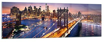 Panorama Bilder auf Glas 160x50cm Glasbild Usa amerika new york manhattan Groß XXL Wanddeko Bild im Glas Schlafzimmer Küche Wandbilder Dekoration Wohnzimmer Modern Wand Kunstdruck Art GAB160x50-2820